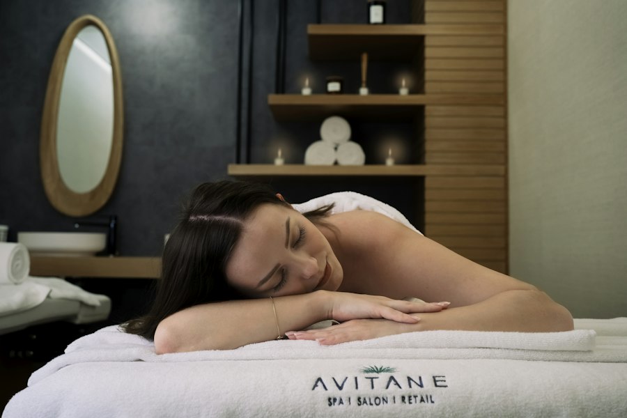 A client relaxing on a spa bed
